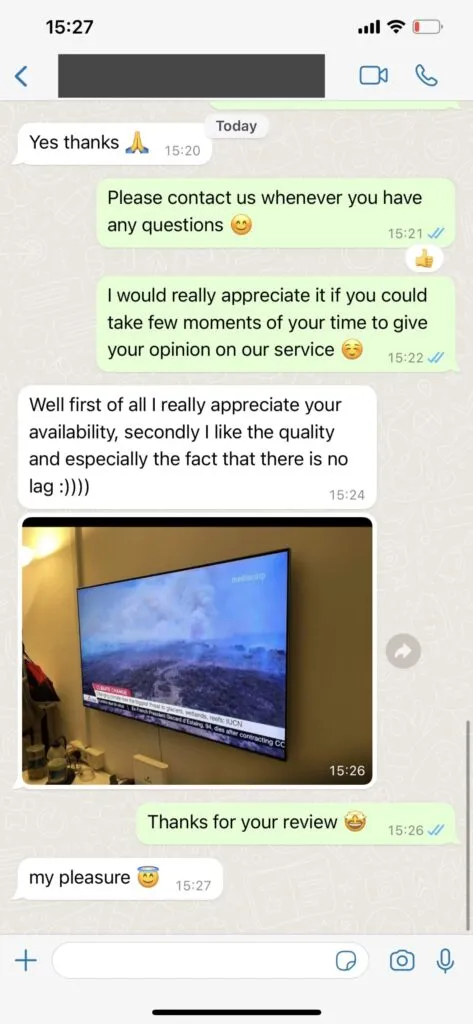 IPTV WhatsApp support voorbeeld 2